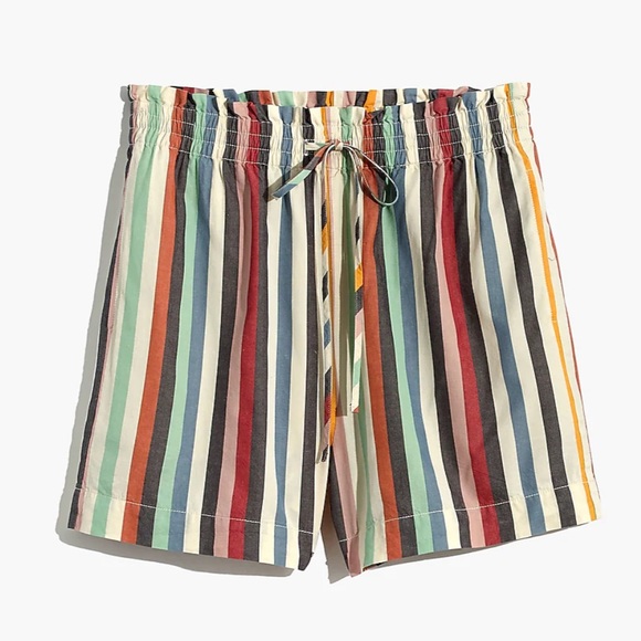 Madewell Pants - MADEWELL Smocked-Waist Pull-On Shorts in Rainbow Stripe - AO213 - Sz XS